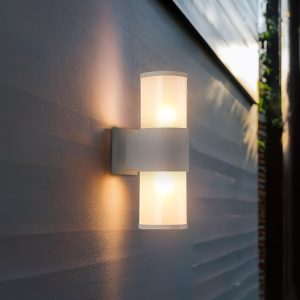 LUMINARIA LED EXTERIOR 2 LUCES COLOR GRIS LH-2098