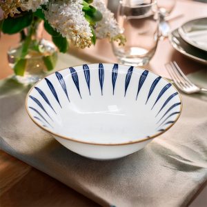 BOWL 18CM BLANCO CON LAGRIMA AZUL LH-3809