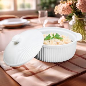 BOWL DE CERAMICA BLANCO 18CM CON TAPA LH-3828