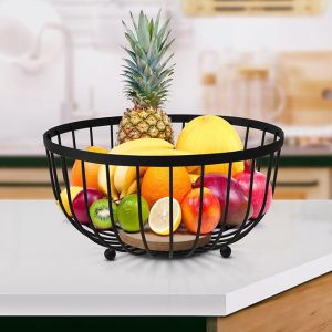 CESTO 25CM PARA FRUTAS MADERA HIERRO LH-3672