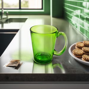 TAZA DE VIDRIO 250ML 6PZ COLOR VERDE LH-4211