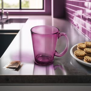 TAZA DE VIDRIO 250ML 6PZ COLOR ROSADA LH-4213