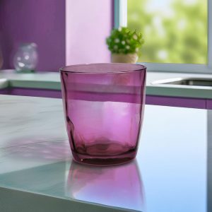 VASO DE VIDRIO 300ML 6PZ COLOR ROSADO LH-4215