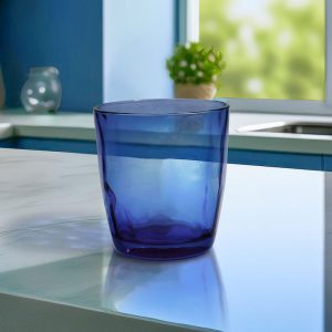 VASO DE VIDRIO 300ML 6PZ COLOR AZUL LH-4216