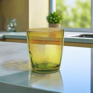 VASO DE VIDRIO 300ML 6PZ COLOR AMARILLO LH-4218