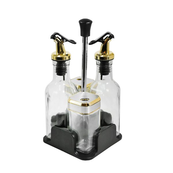 CONDIMENTERO DISPENSADOR 4PZ SOPORTE DORADO LH4204 - Imagen 4