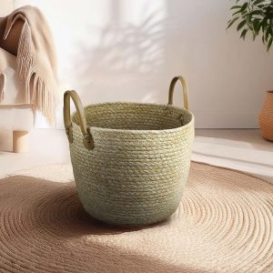 CANASTO DE YUTE NATURAL 29X22CM LH-4188