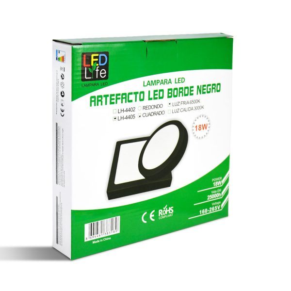 PLAFON LED 18W CUADRA LUZ FRIA ARO NEGRO LH4405 - Imagen 6