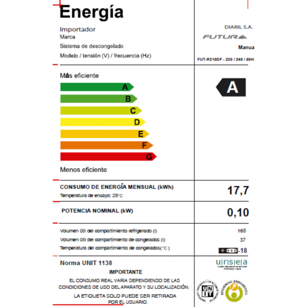 REFRIGERADOR FUTURA FUT-R210DF - Imagen 4