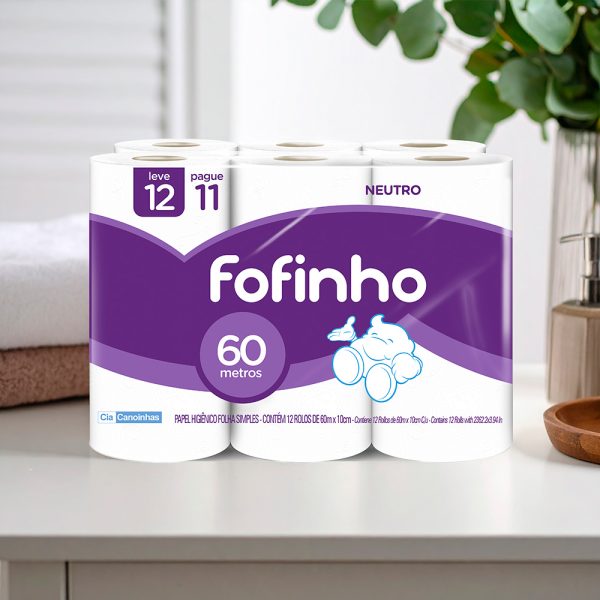 PAPEL HIGIENICO FOFINHO HOJA SIMPLE 60MT X12  2123