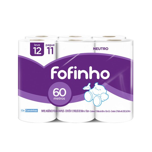 PAPEL HIGIENICO FOFINHO HOJA SIMPLE 60MT X12  2123 - Imagen 2