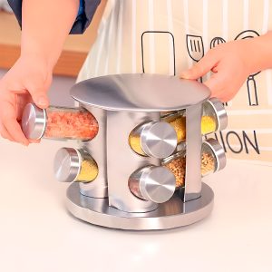 SET DE CONDIMENTOS 8 PZ GIRATORIO PLATEADO LH4619