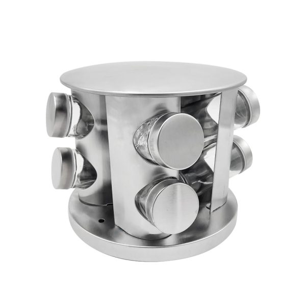 SET DE  CONDIMENTOS 8 PZ GIRATORIO PLATEADO LH4619 - Imagen 5