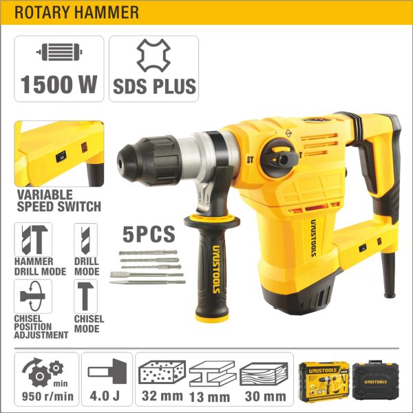 ROTOMARTILLO SDS-PLUS 32MM 1500W 4FUN UY-RTM02-32R - Imagen 2