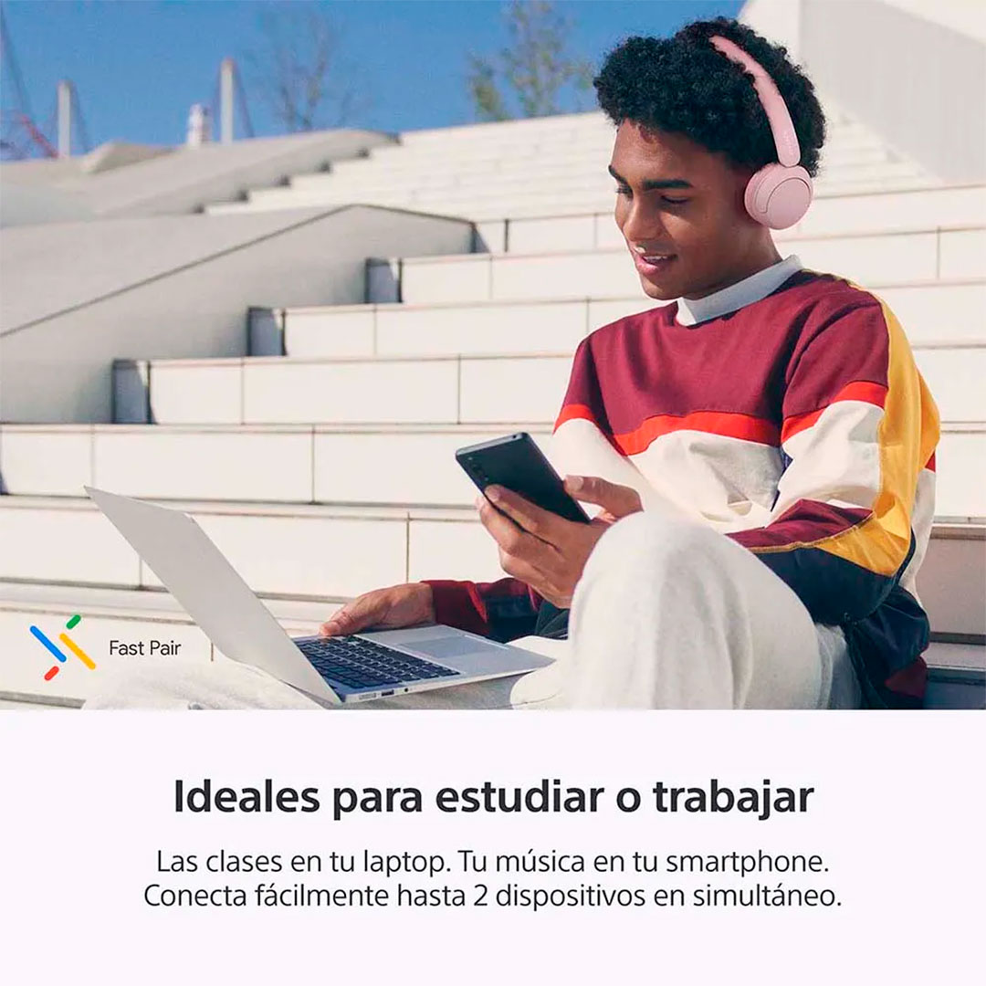 AURICULARES DE VINCHA SONY SIN CABLE WH-CH520-PNK - Imagen 10