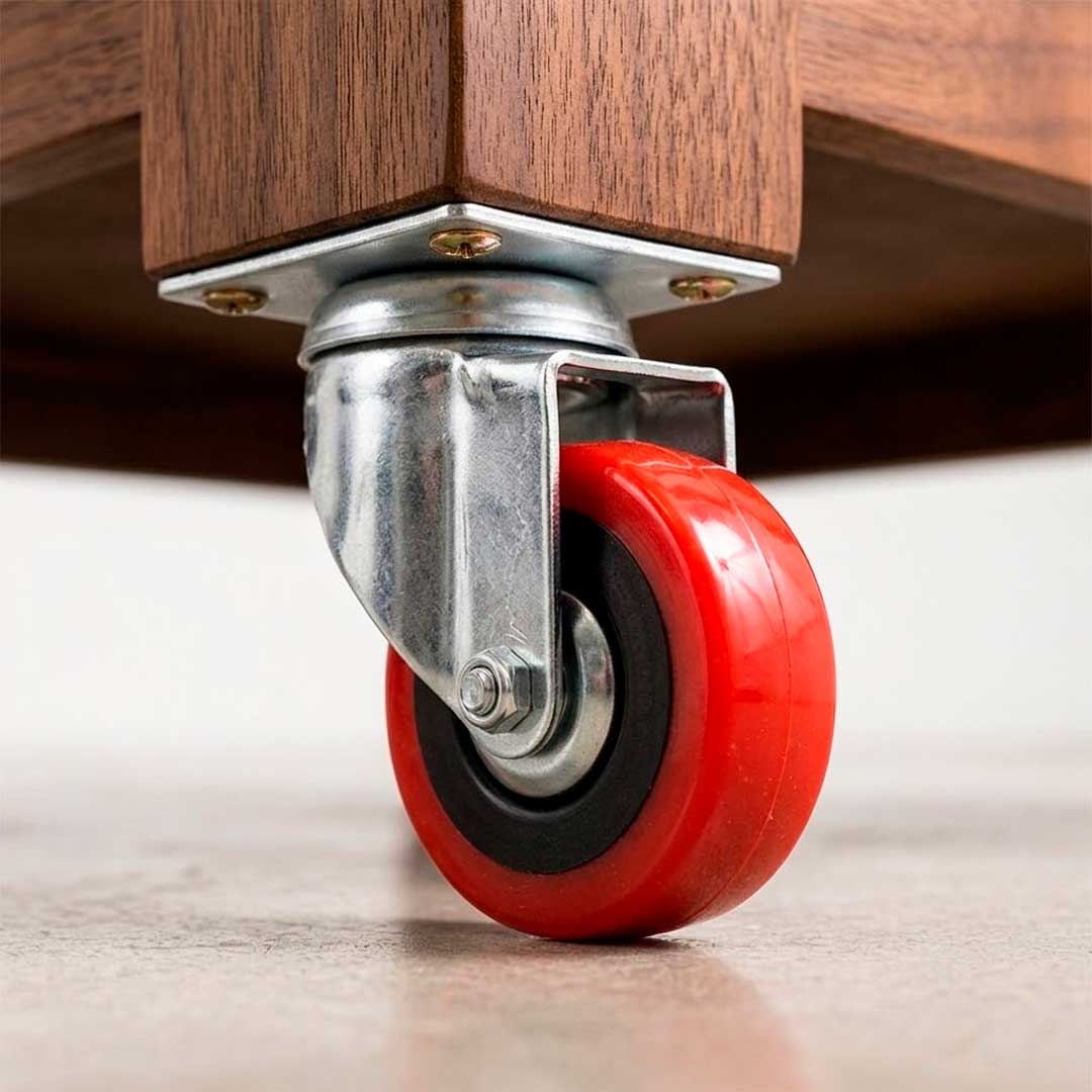 3369 RUEDA ROJA C/BASE METALICA 4" GIRATORIA LH-1689 - Imagen 1