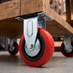 RUEDA BASE METALICA 4" FIJA COLOR ROJO LH-1691
