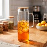 JARRA DE VIDRIO 1500ML CON TAPA DE MADERA LH-3081