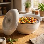 BOWL CERAMICO BLANCO BORDE NEGRO 24CM LH-3831