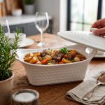 BOWL CERAMICO 27CM RECTANGULAR CON TAPA LH-3832