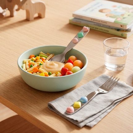 TENEDOR Y CUCHARA PARA NINO CAJA PLASTICA LH-3779