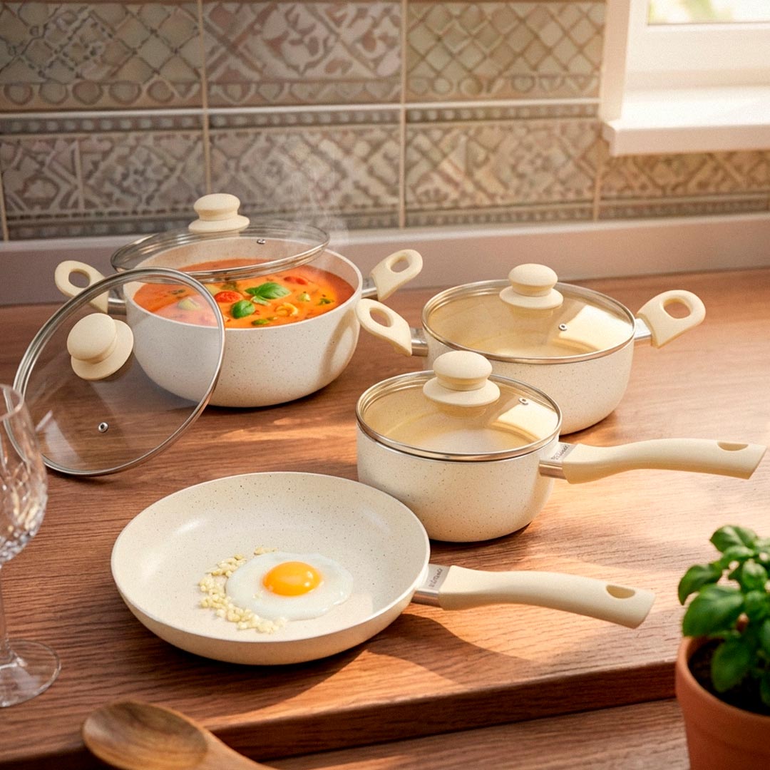 6599_0 OLLAS SET 7PZ METAL-VIDRIO HOTCHEF LH-4358 - Imagen 1