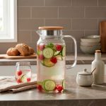 JARRA DE VIDRIO 1300ML CON TAPA DE MADERA LH-3080