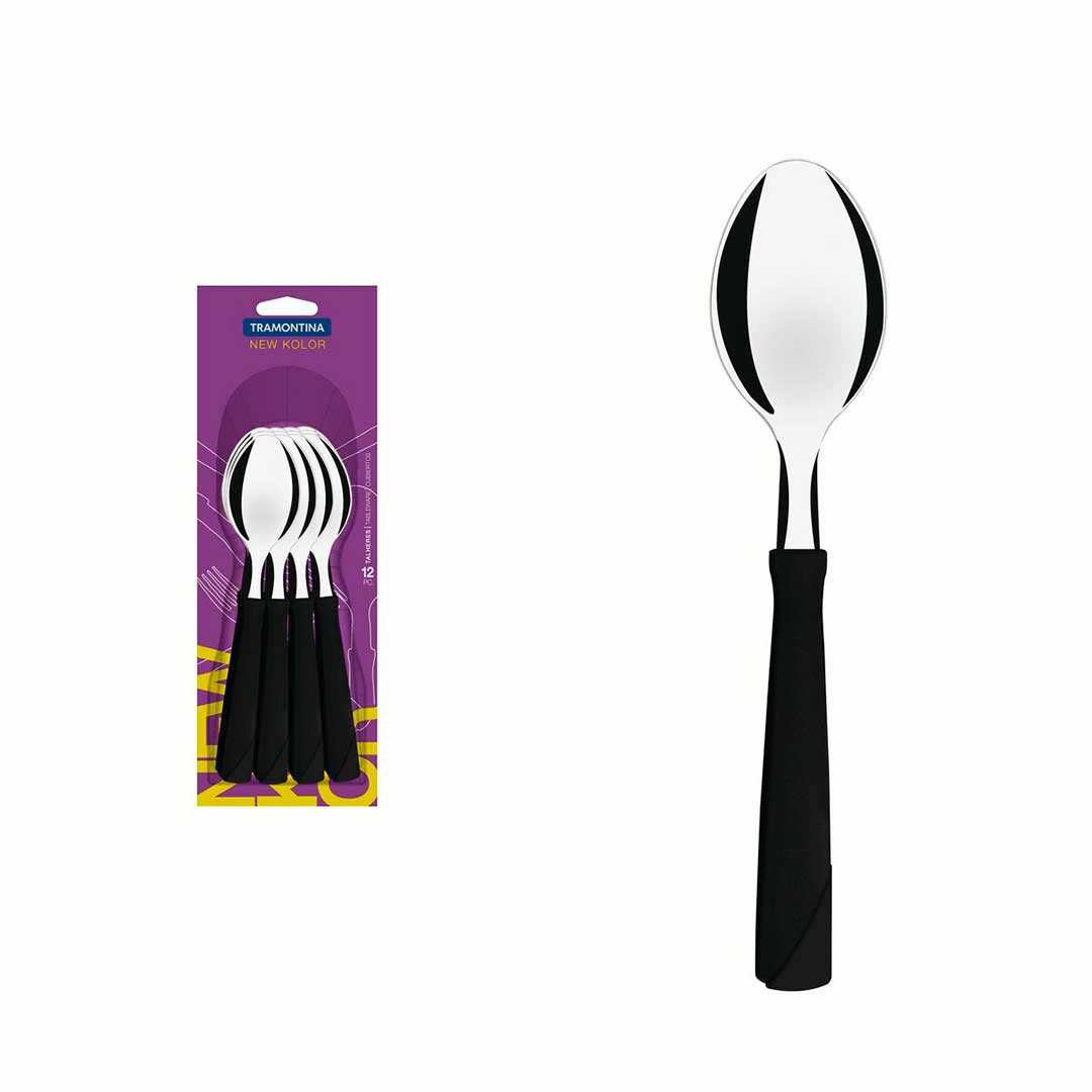 CUCHARA TRAMONTINA 12P NEW KOLOR NEGRA 23163/000 - - Imagen 2