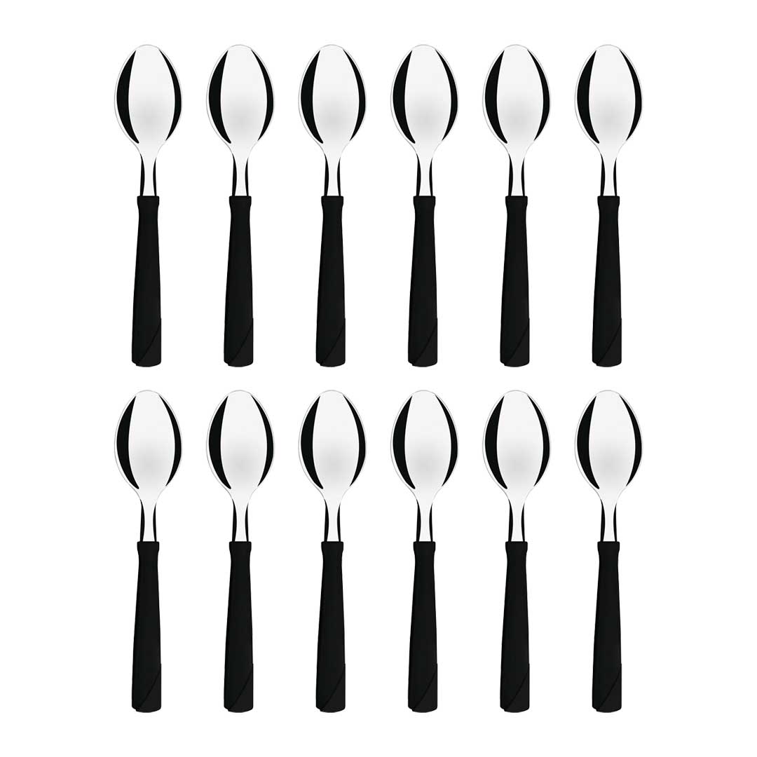 CUCHARA TRAMONTINA 12P NEW KOLOR NEGRA 23163/000 - - Imagen 3