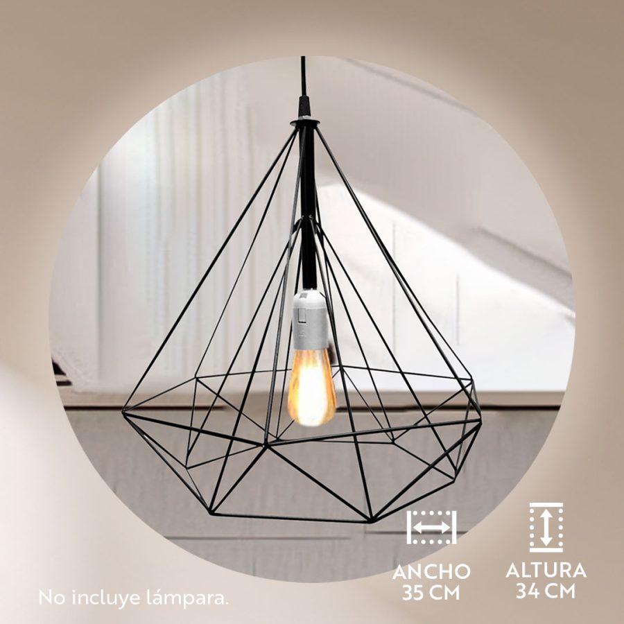 LAMPARA COLGAR VINTAGE JAULA METALICA NEGRA LH2313 - Imagen 4