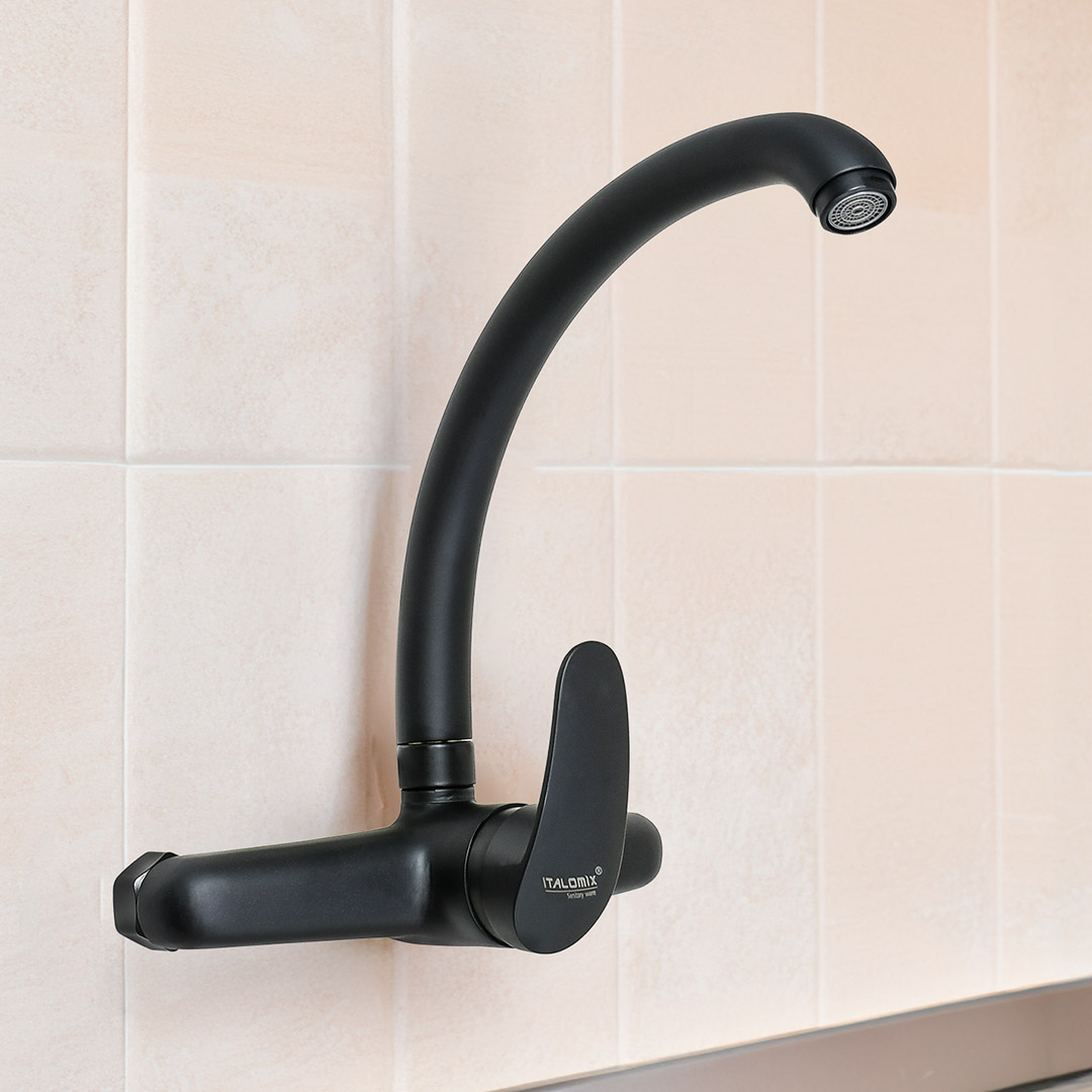 01-1 GRIFO MONOCOMANDO 20CM NEGRO PARED ITALOMIX LH3257 - Imagen 1