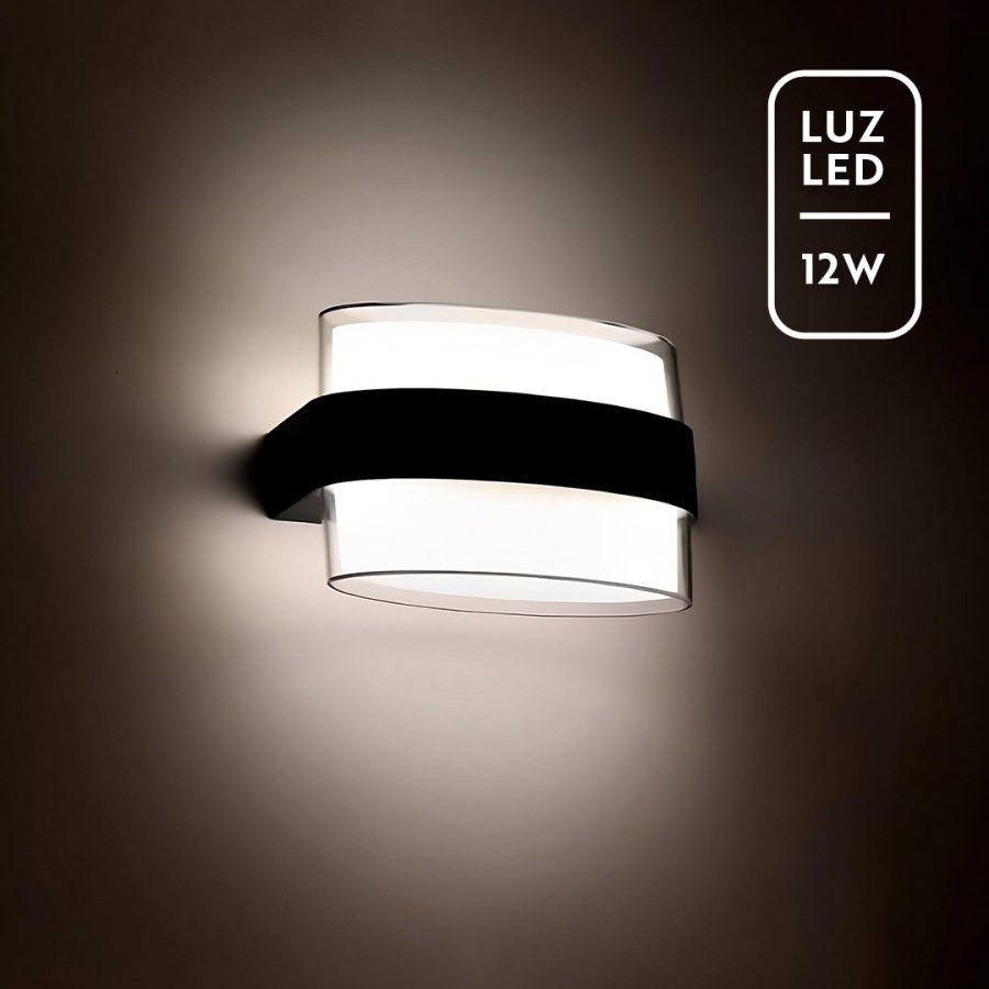 LUMINARIA 12W LUZ LED DOBLE OVALADO P/PARED LH3475 - Imagen 9