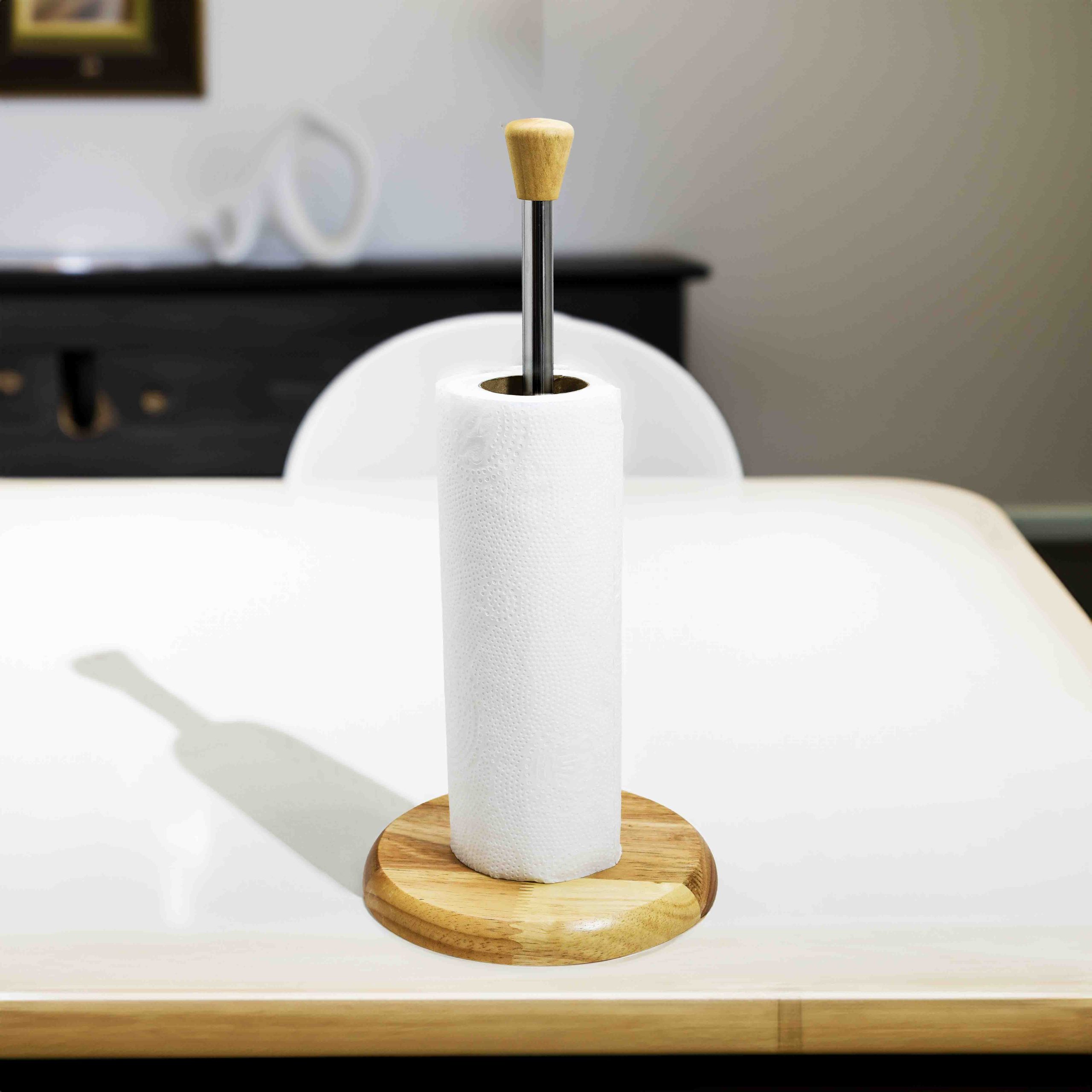 1-5 PORTA ROLLO PAPEL DE MESA MADERA METAL LH-3665 - Imagen 1