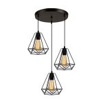 LAMPARA COLGAR JAULA 3 COPAS METALICA NEGRA LH2315 - Imagen 3