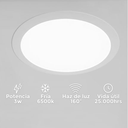 ARTEFACTO LED 3W REDONDO LUZ FRIA LED LIFE LH-2007