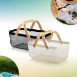 CANASTA METALICA ASAS DE BAMBU 37X22X17CM LH-3669 - Imagen 9