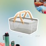 CANASTA METALICA ASAS DE BAMBU 37X22X17CM LH-3669 - Imagen 6