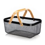 CANASTA METALICA ASAS DE BAMBU 37X22X17CM LH-3669 - Imagen 7