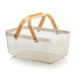 CANASTA METALICA ASAS DE BAMBU 37X22X17CM LH-3669 - Imagen 8