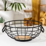 CESTO FRUTAS REDOND METAL Y MADERA 30CM LH-3657 - Imagen 3