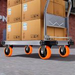 RUEDA 4 BASE METAL GIRATORIA NARANJA NEGRA LH-3455