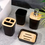 SET DE BAÑO 6PZ NEGRO PREMIUM LH-3651