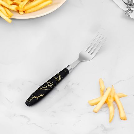 TENEDOR DE MESA 6PZ MANGO PLASTICO NEGRO LH-3742