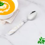 CUCHARA DE MESA 6PZ MANGO PLASTICO BLANCO LH-3745