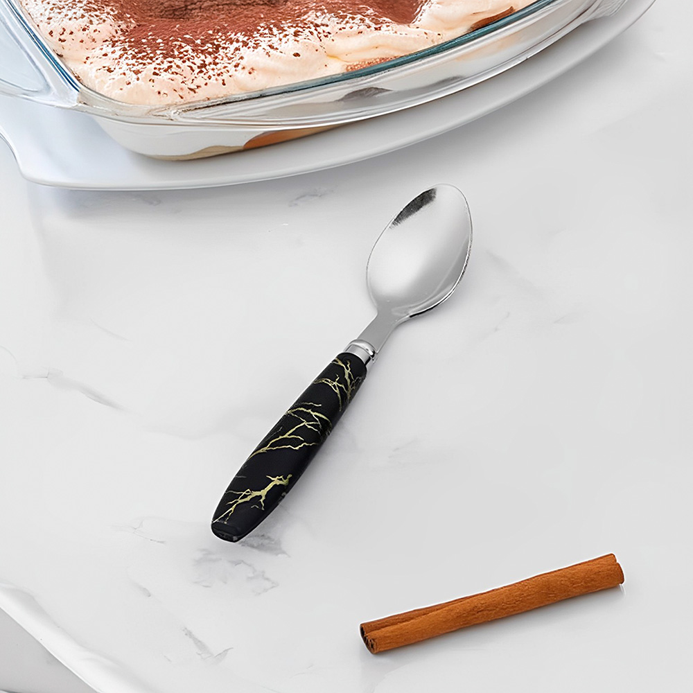 5885 CUCHARA DE POSTRE 6PZ MANGO PLASTICO NEGRO LH-3746 - Imagen 1