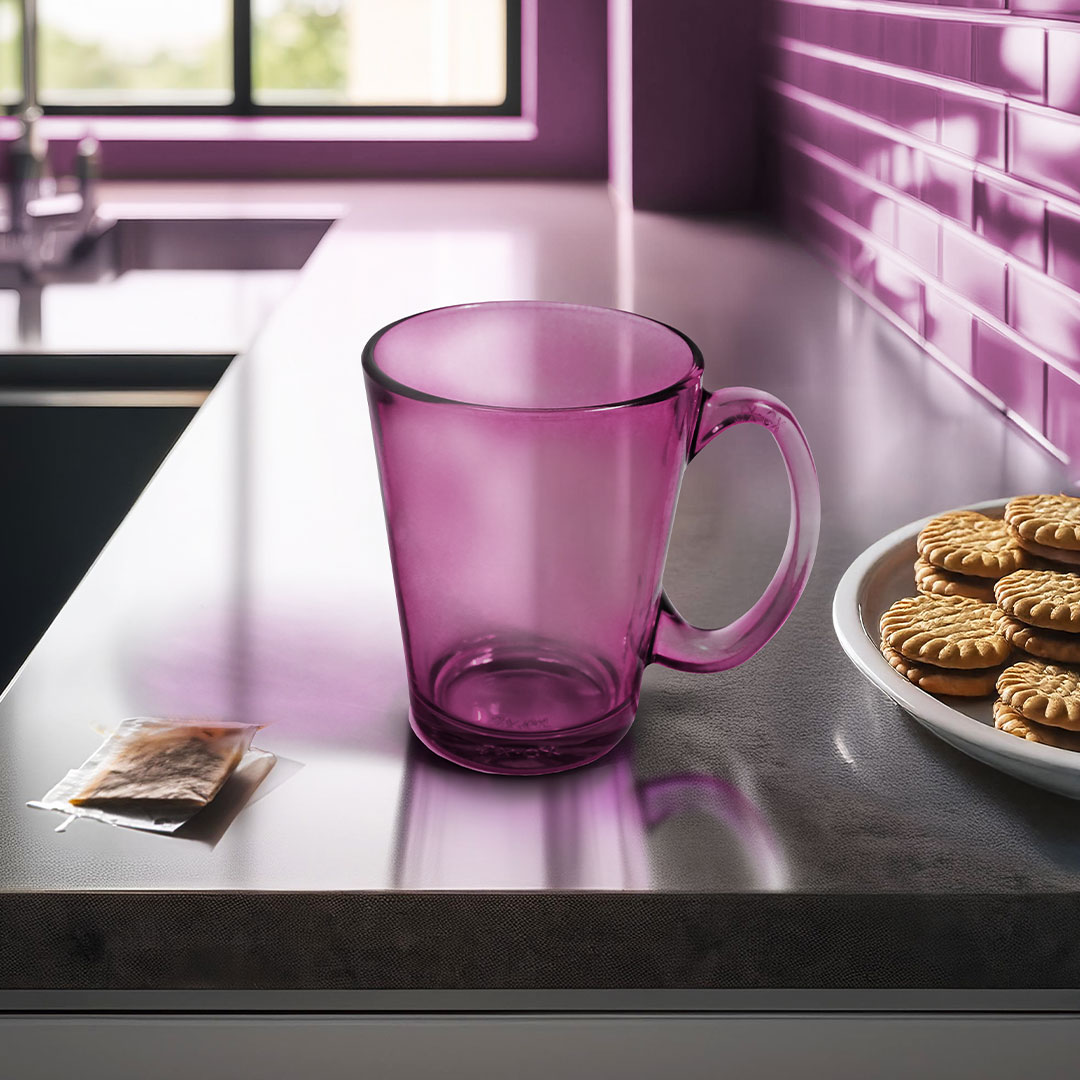 6552_0 TAZA DE VIDRIO 250ML 6PZ COLOR ROSADA LH-4213 - Imagen 1