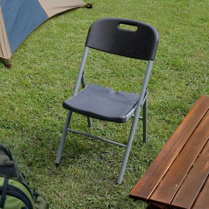 SILLA PLEGABLE PLASTICO METAL COLOR NEGRO LH-4268