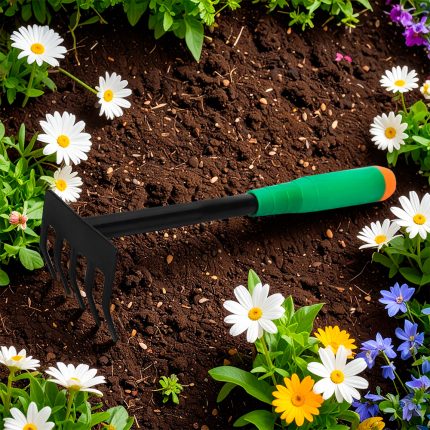 RASTRILLO DE MANO 5 DIENTES MANGO VERDE LH-4799