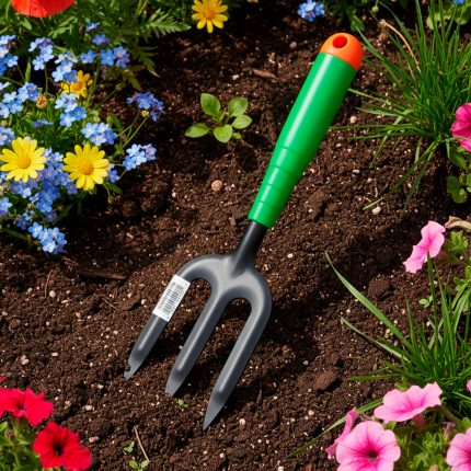 RASTRILLO DE MANO 3 DIENTES MANGO VERDE LH-4801