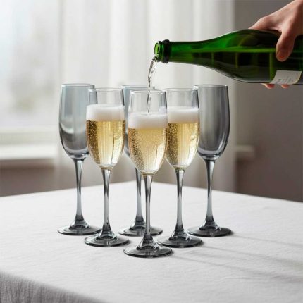 SET COPA 6PZ DE CHAMPAGNE ACERO 170ML  JX-G1808YH